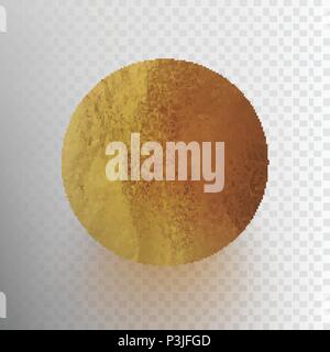 Stock vector illustration shiny, sparkly bronze leaf circle. Metal foil texture Isolated on a transparent background. EPS 10 Stock Vector