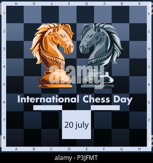International chess day vector illustration label design. July 20. Stock Vector