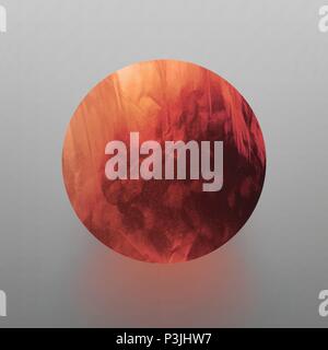 Stock vector illustration shiny, sparkly copper leaf circle. Metal foil texture Isolated on gray background. Stock Vector