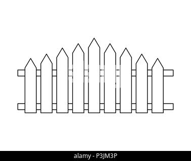 Wooden fence . Simple outline design isolated on white Stock Vector