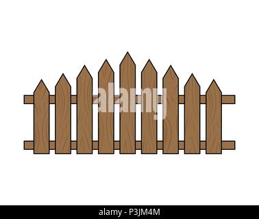 Wooden fence.  Simple  design isolated on white background Stock Vector