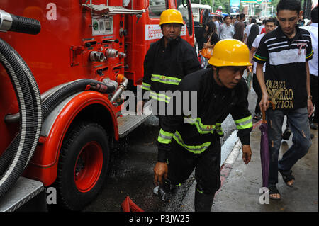 Yangon, Myanmar, the fire department in a deployment in the center Stock Photo