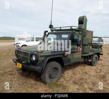 Modular Sensor Platform MSP 600 mounted on a Mercedes 4WD vehicle, integrated with the NASAMS 2 surface-to-air missile system of the Finnish Army. Stock Photo