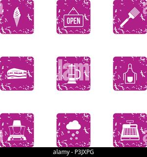 Open icons set, grunge style Stock Vector