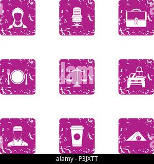 Council icons set, grunge style Stock Vector