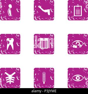 Shell icons set, grunge style Stock Vector