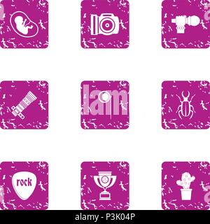 Birth of rock icons set, grunge style Stock Vector