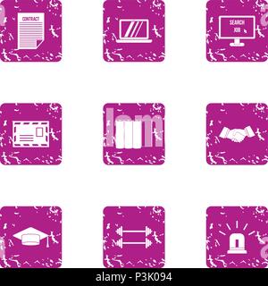 Scholarly icons set, grunge style Stock Vector