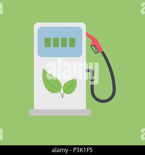 Biofuel Gas Station Vector Icon - Alternative Environmental Friendly Fuel. Isolated on White Background. Trendy Flat Style. Stock Vector