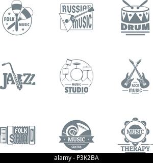 Chime logo set, simple style Stock Vector