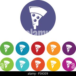 Pizza icons set vector color Stock Vector