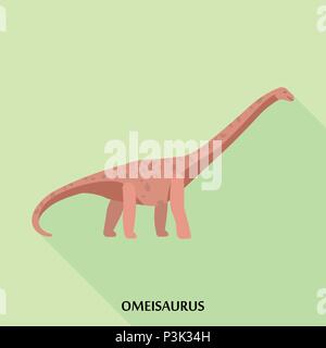 Omeisaurus icon, flat style Stock Vector