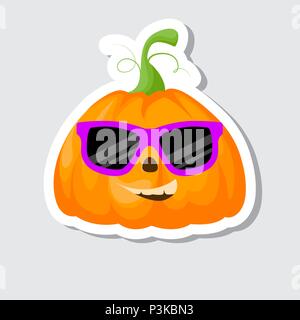 Sticker Halloween pumpkin. Happy Halloween Vector illustration. Stock Vector