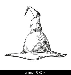Hand drawn pointed cap isolated on white background. Vector illustration of a sketch style. Stock Vector