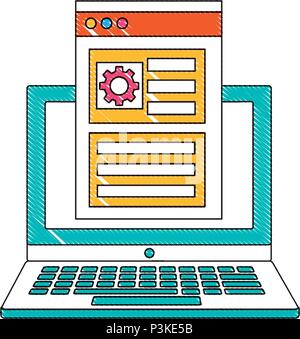 laptop gear website information business vector illustration Stock Vector