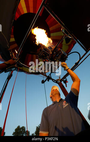 Hot air is put up in hot air balloon for release in Lancaster County, Pennsylvania, USA Stock Photo