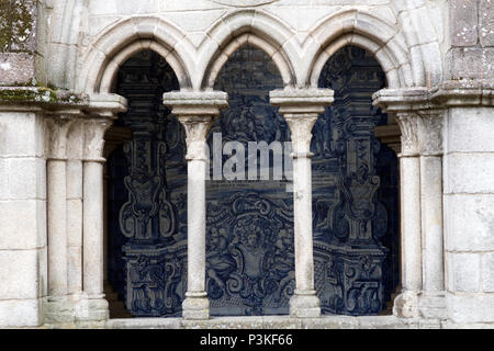 Stained glass windows seen from the outside of Porto Cathedral Stock Photo