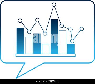 speech bubble business statistic bar graph finance vector illustration neon blue Stock Vector