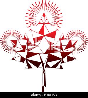 maple leaf canadian symbol geometric design vector illustration neon red Stock Vector