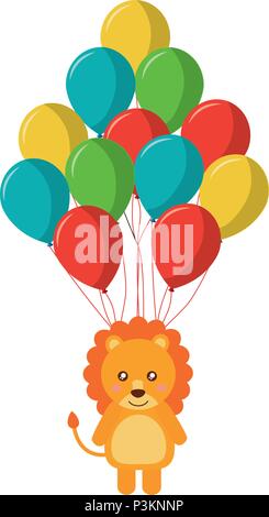 cute lion with helium balloon Stock Vector Image & Art - Alamy