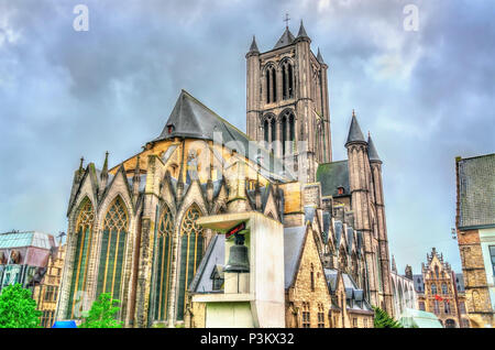 St. Nicholas Church, one of the most prominent landmarks in Ghent, Belgium Stock Photo