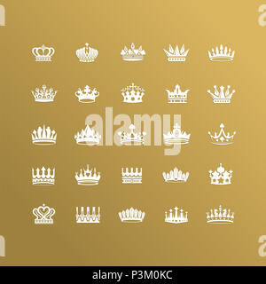 Vector collection of creative king and queen crowns symbols or logo ...