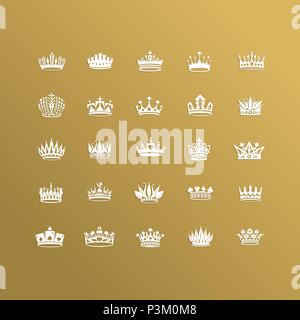 Vector collection of creative king and queen crowns symbols or logo ...