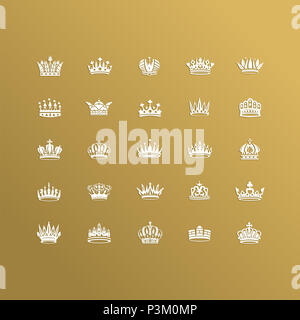 Vector collection of creative king and queen crowns symbols or logo ...