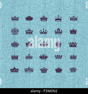 Vector collection of creative king and queen crowns symbols or logo ...