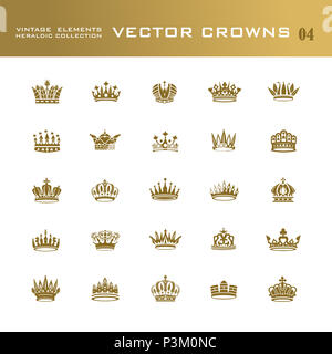 Vector collection of creative king and queen crowns symbols or logo ...