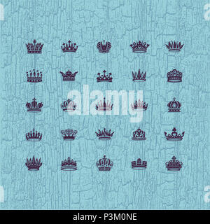 Vector collection of creative king and queen crowns symbols or logo ...