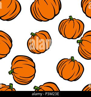 Seamless pattern of pumpkins. Vector illustration. Food wallpapers from vegetables. Stock Vector