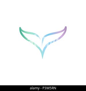 Vector whale tail silhouette logo. Blue whale gradient logotype Stock Vector