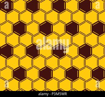 Vector honeycomb seamless pattern. Geometric hexagonal pattern on yellow background Stock Vector