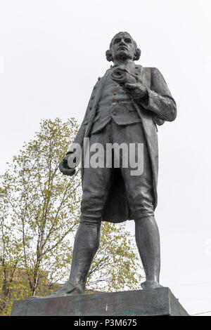 Captain James Cook Monument, Anchorage, Alaska, Stock Photo