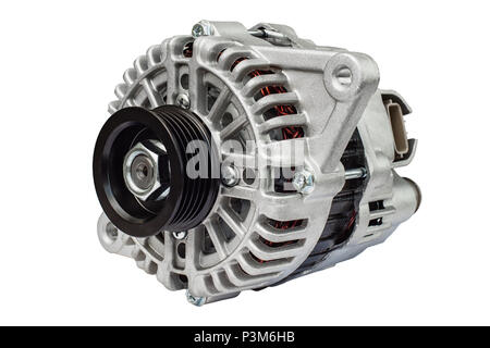 car alternator on a white background Stock Photo