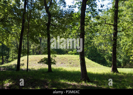 An Indian burial mound at the Shiloh Indian Mounds Site, Shiloh National Military Park, Tennessee. Stock Photo