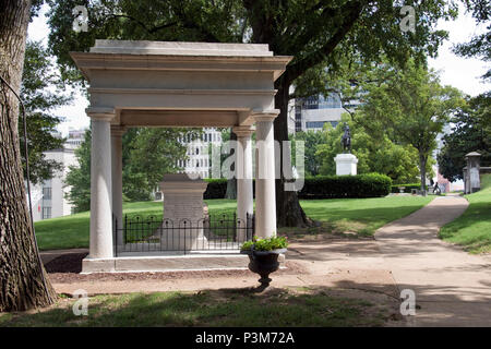 Graves of President James K. Polk and his wife, Sarah Polk, on the grounds of the Tennessee State Capitol in Nashville. Stock Photo