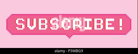 Vector pixel art 8bit subscribe sticker Stock Vector Image & Art - Alamy
