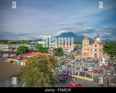 Afternoon aerial aspects of San Pablo City Cathedral taken from the public park at San Pablo City Plaza Stock Photo