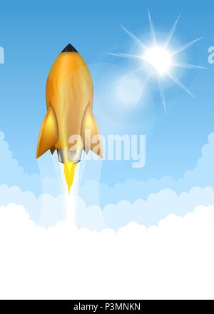 Gold rocket launch Stock Vector