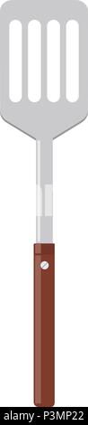 Kitchen spatula for cooking. Barbecue spatula with wooden handle. BBQ or grill tools icon. Symbol Template Logo. Vector illustration flat design. Isol Stock Vector