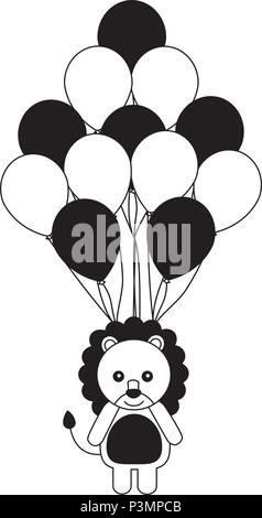cute lion with helium balloon Stock Vector Image & Art - Alamy