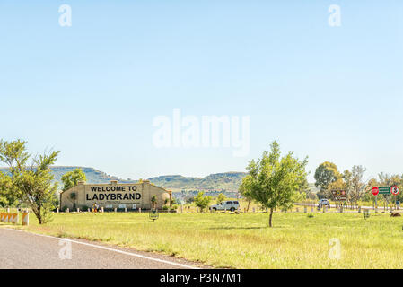 LADYBRAND, SOUTH AFRICA - MARCH 12, 2018: The Southern entrance to Ladybrand, a town in the Eastern Free State Province near the border with Lesotho Stock Photo