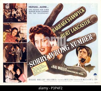 SORRY, WRONG NUMBER Poster for 1948 Paramount film with Burt Stock Photo: 36944912 - Alamy