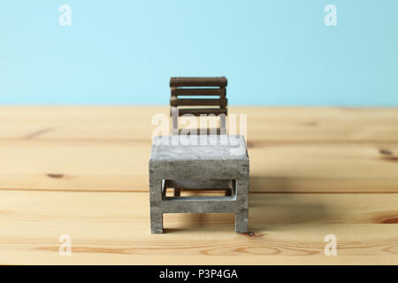 Old school desk and chair Stock Photo