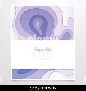 Purple abstract layout - vector paper cut banner Stock Vector