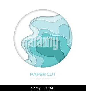 Turquois abstract layout - vector paper cut banner Stock Vector