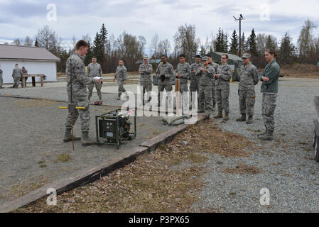 Members of the Air Force Reserve 477th Fighter Group and the Alaska Air National Guard 176th Wing participate in a readiness exercise on Joint Base Elmendorf-Members of the Air Force Reserve 477th Fighter Group and the Alaska Air National Guard 176th Wing participate in a readiness exercise on Joint Base Elmendorf-Richardson May 5-8, 2017. Stock Photo