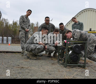 Members of the Air Force Reserve 477th Fighter Group and the Alaska Air National Guard 176th Wing participate in a readiness exercise on Joint Base Elmendorf-Members of the Air Force Reserve 477th Fighter Group and the Alaska Air National Guard 176th Wing participate in a readiness exercise on Joint Base Elmendorf-Richardson May 5-8, 2017. Stock Photo